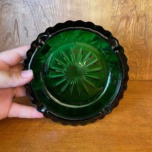 Vintage Luminarc Green Glass Ashtray